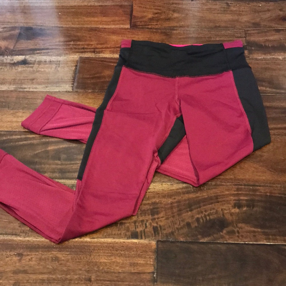 Red and black Lululemon leggings